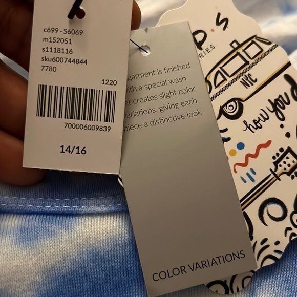 French Terry FRIENDS graphic tee blue white 14/16 - Picture 13 of 15